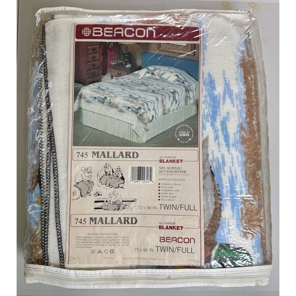 Beacon Blanket 72x90” Twin/Full #745 Mallard Duck USA Made Granny Cottage Core - Picture 1 of 2